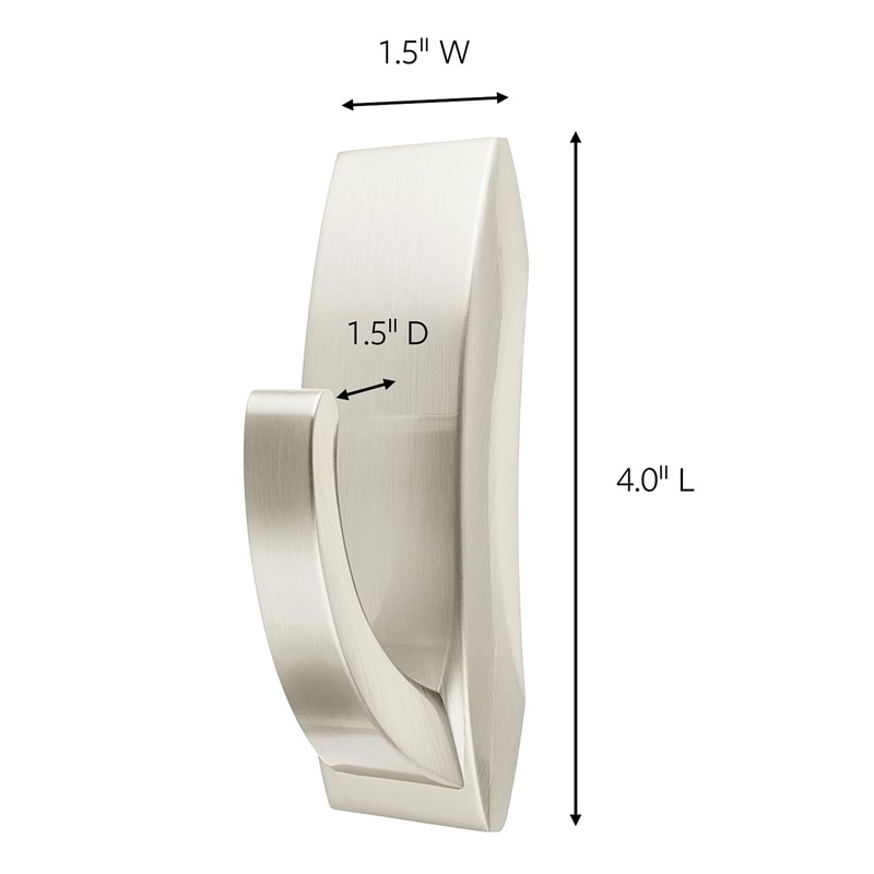 Command MR03-BN-EF Modern Reflections Metal Hook, Large, Brushed Nickel, 1