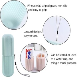DJRDym Toothbrush Travel Case Set, Portable Toothbrush Holder Multifunction Travel Cup for Traveling, Camping, Home, School, Business, Bathroom, 3 Pack (White,Green,Pink)
