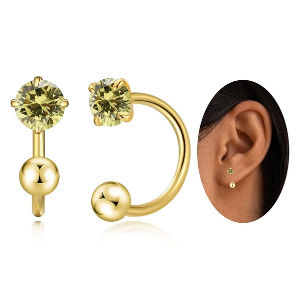 Small Huggie Half Hoop Earrings for Women Girls,Tiny 3mm Birthstone