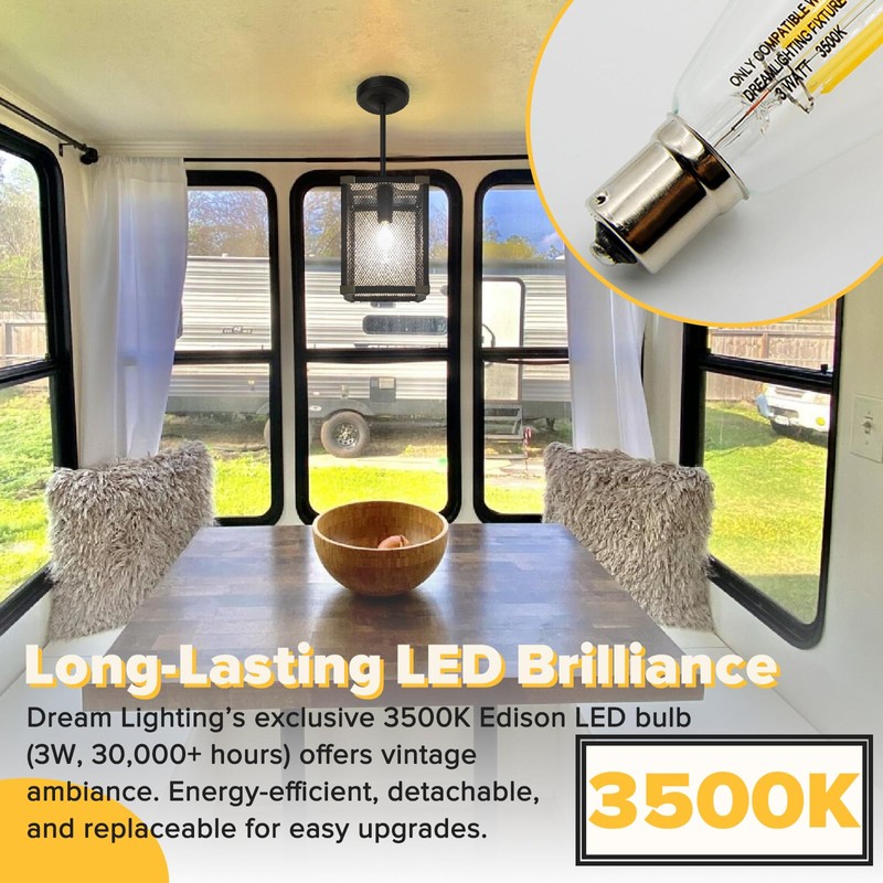 RV Interior 12v LED Pendant Light with Replace Bulb for