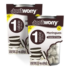 DON'TWORRY Keto Friendly Merengue Cookies | Only 1 Calorie per piece! | 2 Pack - Cookies and Cream | Healthy Candy, Gluten Free Snacks, Low Carb, Low Sugar, Low Calories