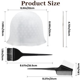 Heclia Self-Punching Silicone Highlight Cap for Hair 4pcs Silicone Professional Reusable Hairdressing Dyeing Staining Tools for Bleach, Includes Dye Brush Single-Sided Brushes & Double-Sided Brush