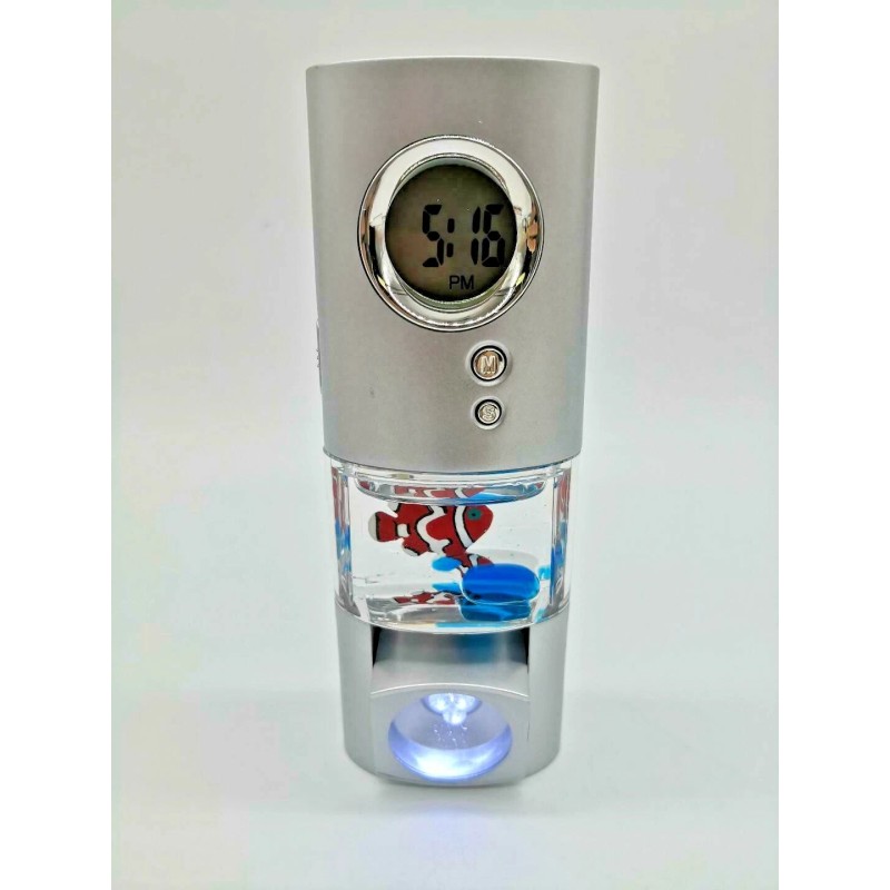 88 Liquid Aquarium Clown Fish Desk Clock Alarm Calendar Torch