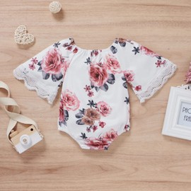 Aoswep - Pretty Floral Printed Baby Romper (3-6 Months)