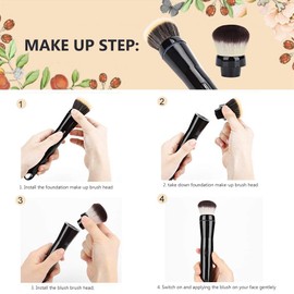 Electric Makeup Brush,Automatic Rotating Makeup Brush with Foundation & Blusher Brush Heads