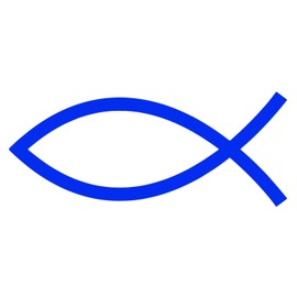 Christian Fish Jesus [Pick Any Color] Vinyl Transfer Sticker Decal for Laptop/Car/Truck/Window/Bumper (6in x 2.5in (Car Size), Blue)
