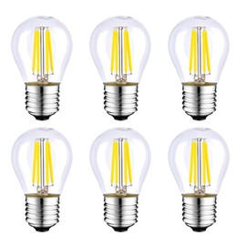 HUAMu G45 Edison LED Globe Bulb, 400 Lumens, 4W (40W Equivalent), E26 Base, 6500K Cool White, Non-Dimmable, Decorative Filament Bulbs, Pack of 6
