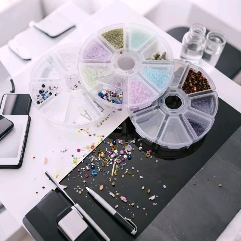 hurifeng 8 Compartment Storage Box - Round Plastic Sorting Box