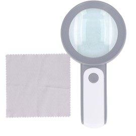 Magnifier Handheld Ultra Light 30X HD Imaging Optical Lens Maginifying Glass with LED Lamp for Reading Grey and White