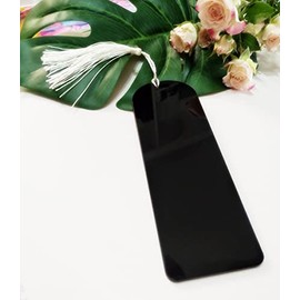 10pcs Acrylic Bookmark Banks, Planner Bookmarks,Acrylic Blank Bookmark with Mini Bookmark Tassels for DIY Projects and Present Tags (Black, 2''x6'')
