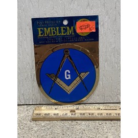 Vintage Masonic Lodge Decal -  Square And Compass 3" Round Shield -New Old Stock