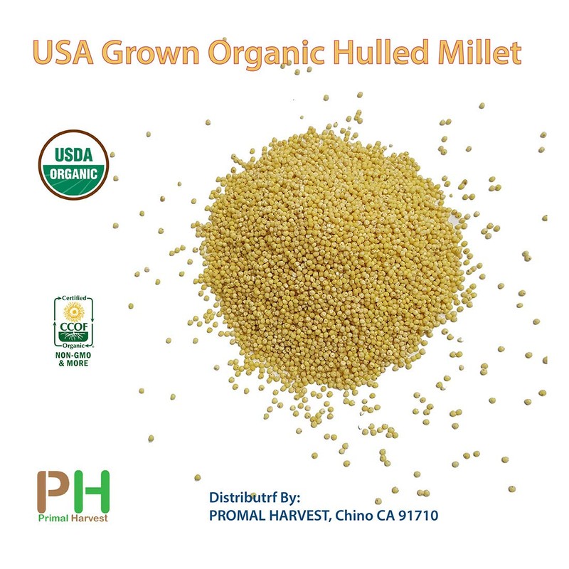 USA Grown Organic Millet, Whole Grain Seeds non GMO Hulled