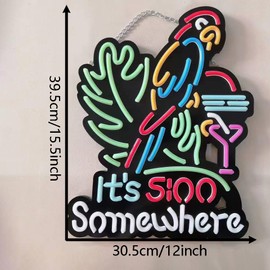 Jigsaw Puzzle IT'S 5:00 FIVE OCLOCK SOMEWHERE Neon Light Sign, Man Cave Men LED Light, Home Wall Signs Gifts, Decorations, Palm Tree, Beach, Sun, Tiki Bar, Garage, Accessories, Cart, Party, Bedroom, Led Sign, Lights