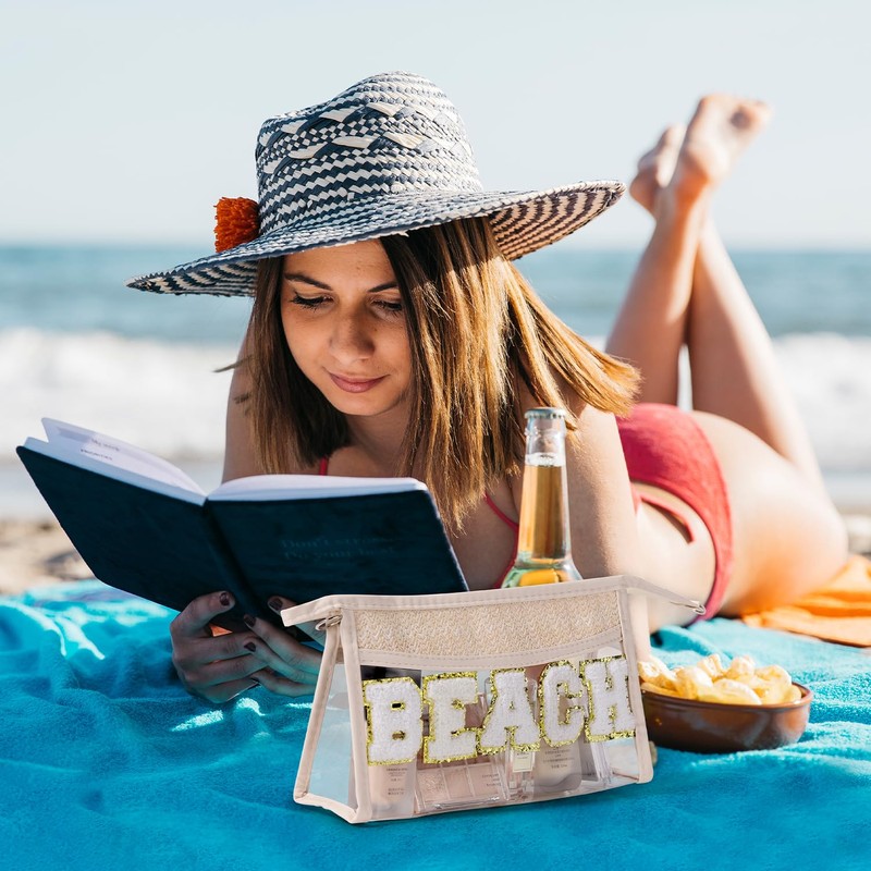 Etercycle Boho Patch BEACH Makeup Bag, Clear PVC Travel Toiletry