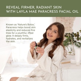 Layla Mae Paracress Facial Oil - Anti-Aging Moisturizing Essential Oil for Wrinkle Reduction Firming Brightening & Smooth Fine Lines - Natural Face Serum for All Skin Types - 60 mL