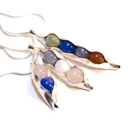Wedding Day Gift | Husband & Wife Necklace | 'Peas In A Pod' Necklace | Birthstones Of Your Choice | Sterling Silver
