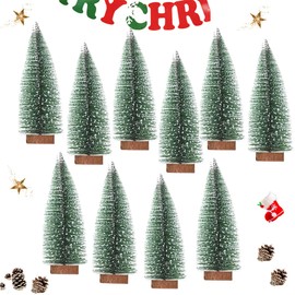 Limeow 10 Stück Mini Tannenbaum Deko Weihnachtsbaum Weihnachtsbaum Künstlich Mini Weihnachtsbaum Plastikweihnachtsbaum Weihnachtsbaum Christbaum für Tischdeko, DIY, Schaufenster, 10cm (Grün)