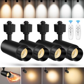 【2025 Upgraded】10-Color Zoomable 12W LED Track Lighting Head Dimmable H Track Light Remote Control Bright Rail Ceiling Spotlight Fixtures for Accent Art 2700K~6500K 15°~60° CRI90 1200lm black 4 Pack