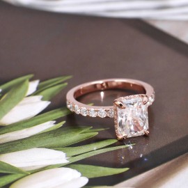 Tianyu Radiant Cut Moissanite Engagement Ring Jewelry GRA Certificate 2ct 3ct Mossanite Gold Plated Silver 925 Rings for WomenColor: 3ct 18k rose gold plated mossanite silver ring, Ring Size: 4