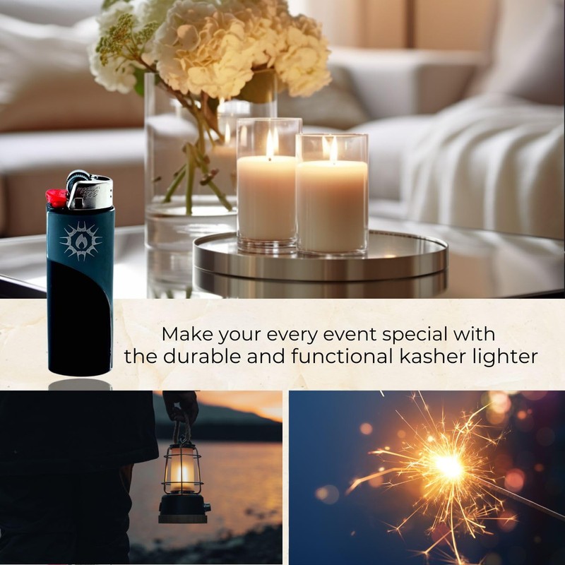 Kasher 3 Pack Classic Lighter (Black, with Lighter)