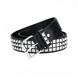 SDXCJY Rivet Punk Studded Belt - Goth Row Pyramid Square PU Leather Vintage Punk Rock Grommet Belt for Jeans Rockwear Women/Men (black)