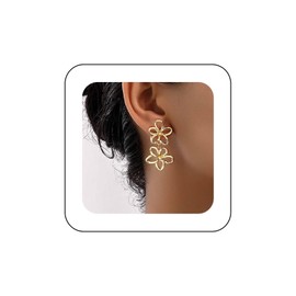 Cimenexe Bohemian Crystal Flower Dangle Earrings Gold Hollow Flower Drop Earrings Yellow Topaz Flower Stud Earrings Minimalist Cz Flower Earrings Jewelry for Women