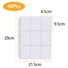 Relota Relota 40 stück Sammelkarten Hüllen Doppelseitiger 720 pockets, Karten Sleeves Transparent, Leere Sammelmappe Folien 11 Löcher, Sammelkartenzubehör für Pokemon Spielkarte, Basketball/Fußball Karten
