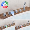 Bathtub Faucet Deck Mount Widespread Waterfall Roman Tub LED Bathroom