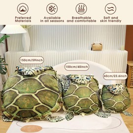 UEncounter Wearable Turtle Shell Pillows Tortoise Plush Pillow Creative Turtle Shell Stuffed Animal Costume Plush Toy Funny Dress Up Creative Gifts for Boys and Girls (24IN)
