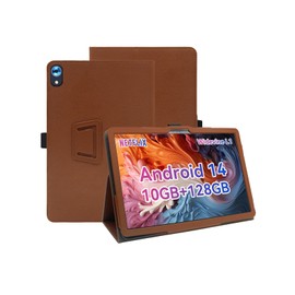Case for Jeazans Android Tablet 10.1 inch Android 13.0 2024 Upgraded Version，Premium Leather Business Folio Stand Cover with Hand Strap for Tablet,Brown.
