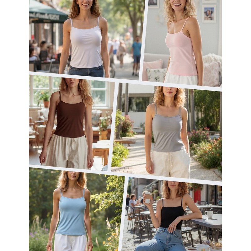 ZeroBound Camisole Built in Shelf Bra Tank Top - Basic