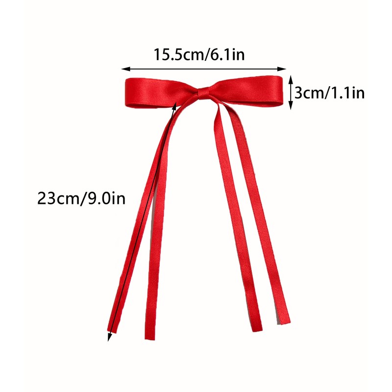 4pcs Ribbon Bowknot Hair Clips for Women with Long Tails,