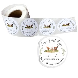 Farm Eggs Laid On Stickers Collected Date | 350 pcs roll | 2” Coop Colorful Handling Instructions Card for Egg Carton to Sell Label from Happy Chickens Write in How to Handle Eggs