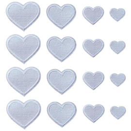 Zlettery 24pcs White Heart Iron on Patches, Heart Embroidered Patches for Clothing, Jackets, Hats,Backpacks, Jeans