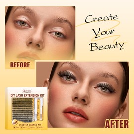 QUEWEL Clusters Lashes Kit 320 Pcs Individual-Lashes Kit, Waterproof Lash-Clusters Bond and Seal, Eyelash Cluster Applicator with Lash Glue Remover (QD-40D-kit)