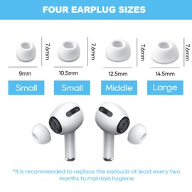 [4 Pairs] W&Y Anti Slip Ear Tip Replacement with Noise Reduction Hole for Airpod Pro and 2nd Generation, Comfortable Silicone Earplugs with Storage Case, Cleaning Kit, 4 Sizes (XS/S/M/L) - White