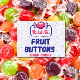 Assorted Fruit Button Hard Candy – About 75 Individually Wrapped Pieces, Bold Assorted Fruit Flavors, Bulk 1 Lbs Bag – Classic Hard Candy by RUS Candy Company for Office, Party, or Candy Dish