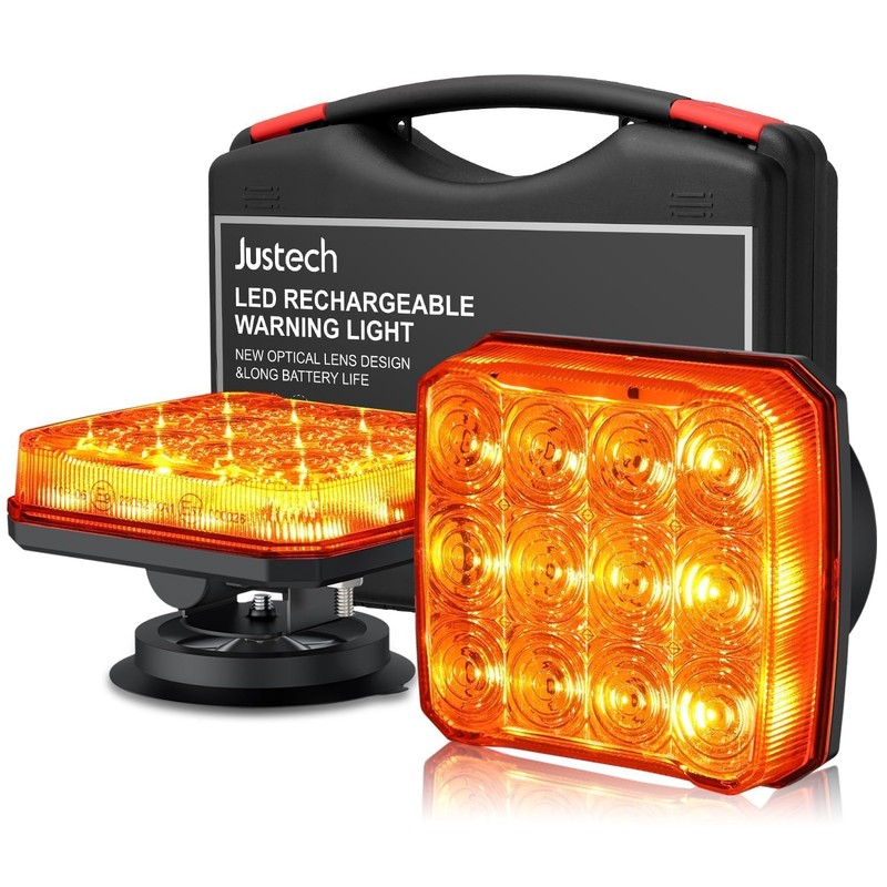 Justech 2 PCS 12 LED Rechargeable Square Emergency Flashing Lights,