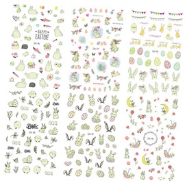 Baluue 3sets Nail Art Sticker Sticker Easter Bunny Manicure Decals Press on Nails DIY Perfect for Party 6sheets*3