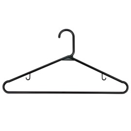 NAHANCO TBB2 Plastic Tubular Hangers, Shoulder Indents, 17", Black (Pack of 144)