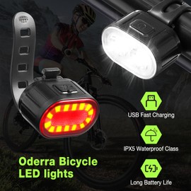 Oderra Luci Bicicletta LED USB Ricaricabile IPX5
