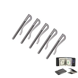 Yosoo Clip de Billetera Placa de níquel con Barra de Acero con Clip de Dinero de Primavera para Monedero Monedero de Cuero Herramientas de artesanía (5 Piezas)