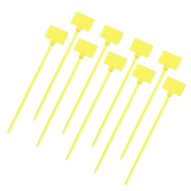 sourcing map 100 Pcs Cable Label Marker Tags, Nylon Cable Zip Tie Tags 8.7 Inch Writable Self-Locking Wire Labels Zip Ties for Organization Marking, Yellow