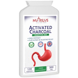 Activated Charcoal 120 Capsules 300mg - High Potency - No Binders & Fillers - Digestive Aid - Flatulence Relief - UK Made Vegan Supplement