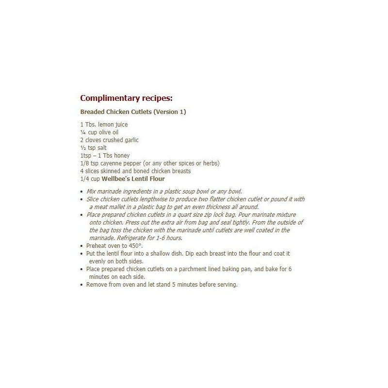 Wellbee's Red Lentil Flour, Organic, Gluten Free, Vegan, SCD Approved