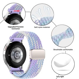 Issinlky 18 mm 20 mm 22 mm Nylon Braided Bracelet, Quick Release Elastic Bracelet for Women Men, 22 mm