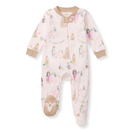 Burt's Bees Baby Girls' Organic Cotton Sleep and Play Footed Pajamas, One-piece Zip Front Romper, Baby Essentials