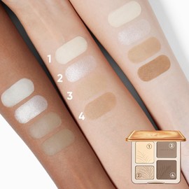 JUDYDOLL Highlighter & Contour Palette - Natural 3D Sculpting Face Makeup Kit, Blendable Face Makeup for Beginners, for Warm & Natural Skin Tones, Cheekbones & Jawline Definition (#02 Tree Shadow)