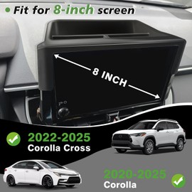 Muslogy Dashboard Storage Organizer Fits For 2020-2024 2025 Toyota Corolla & 2022-2025 Corolla Cross Accessories Non-Slip Insert Behind Screen for 8-inch Touch Screen (Won't Fit 2026 Model) (Black)