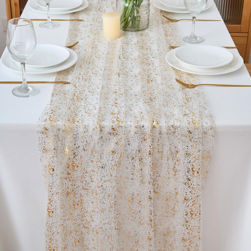 CHUQING Table Runner Gold Table Runner Golden Wedding Table Decoration